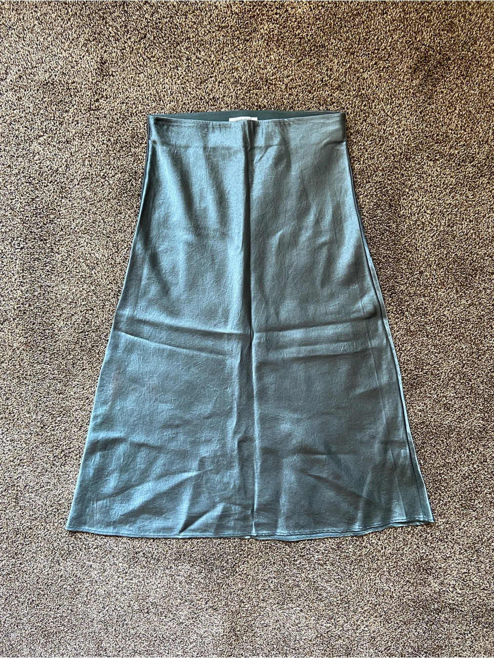 Aritzia Babaton Dark Sage Green Satin Midi Skirt Size 4